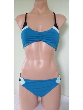Bar III Color Block Teal Bikini - 2 Pc Set, L